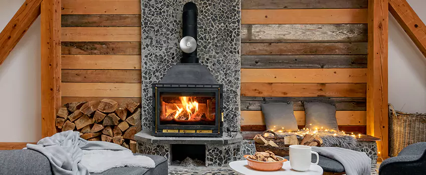 Thelin Hearth Products Direct Vent Gas Stove Fireplace Inspection in Milford, Massachusetts